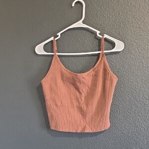 💜Old Navy Ribbed Spaghetti Strap Crop Top - Rust Brown